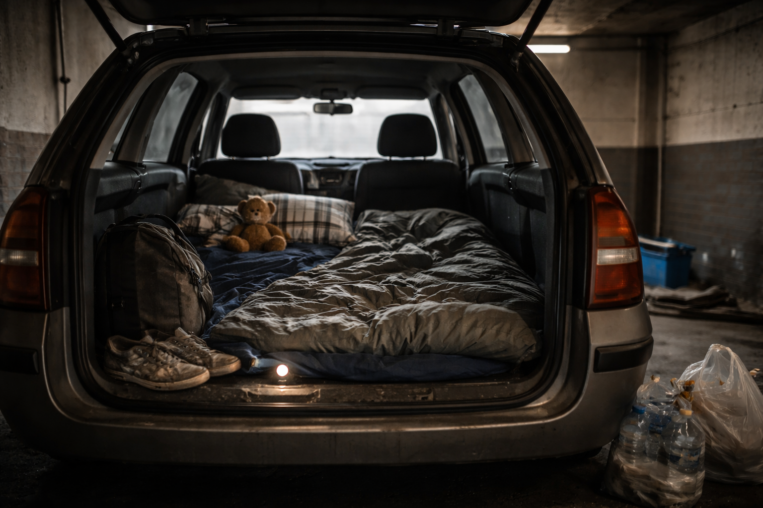 Kinderen wonen in een auto
